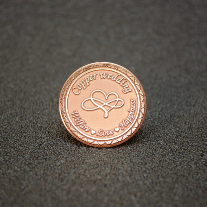 Copper Wedding 7th Anniversary Coin with Personalization – Engraved Gift Coin