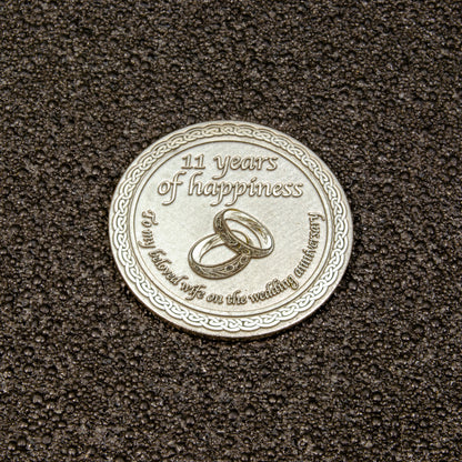 Personalized Steel Anniversary Coin for Wife — 11th Wedding Anniversary Gift