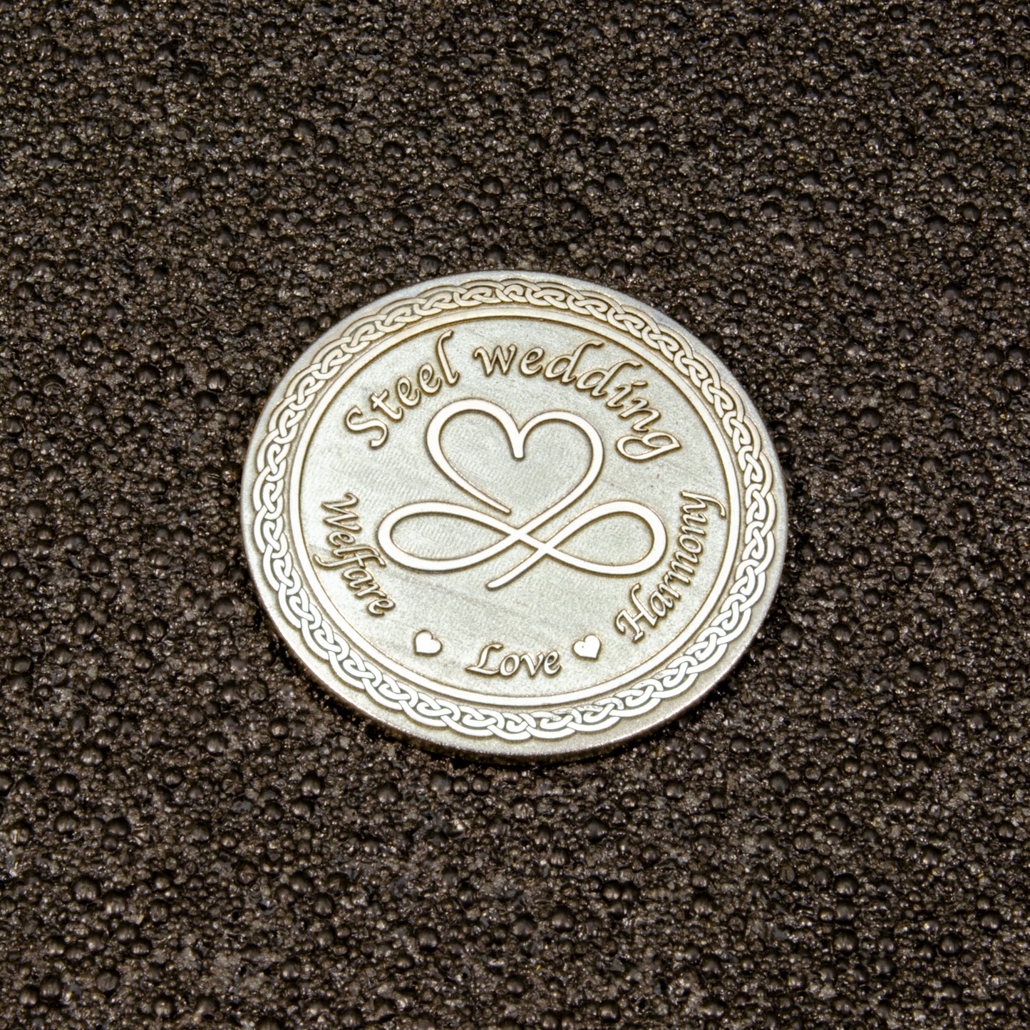 Personalized Steel Wedding Anniversary Coin — 11th Anniversary Steel Gift