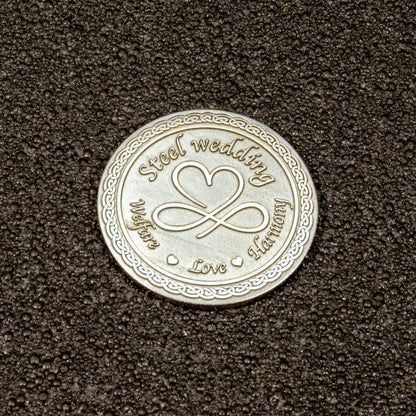 Personalized Steel Wedding Anniversary Coin — 11th Anniversary Steel Gift