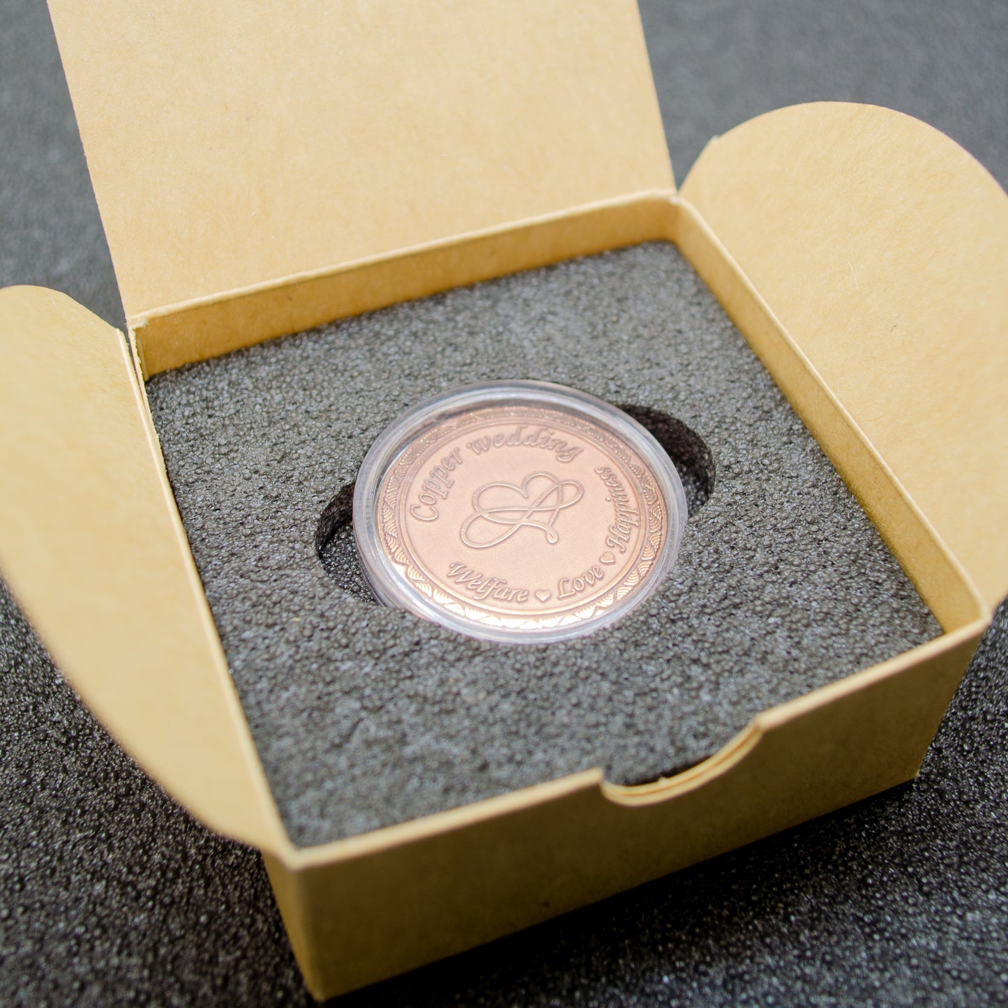 Copper Wedding 7th Anniversary Coin with Personalization – Engraved Gift Coin