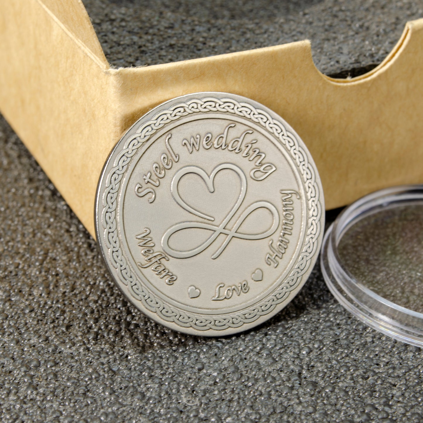 Personalized Steel Wedding Anniversary Coin — 11th Anniversary Steel Gift