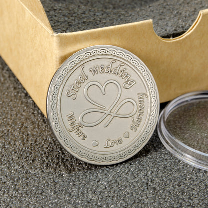 Personalized Steel Wedding Anniversary Coin — 11th Anniversary Steel Gift