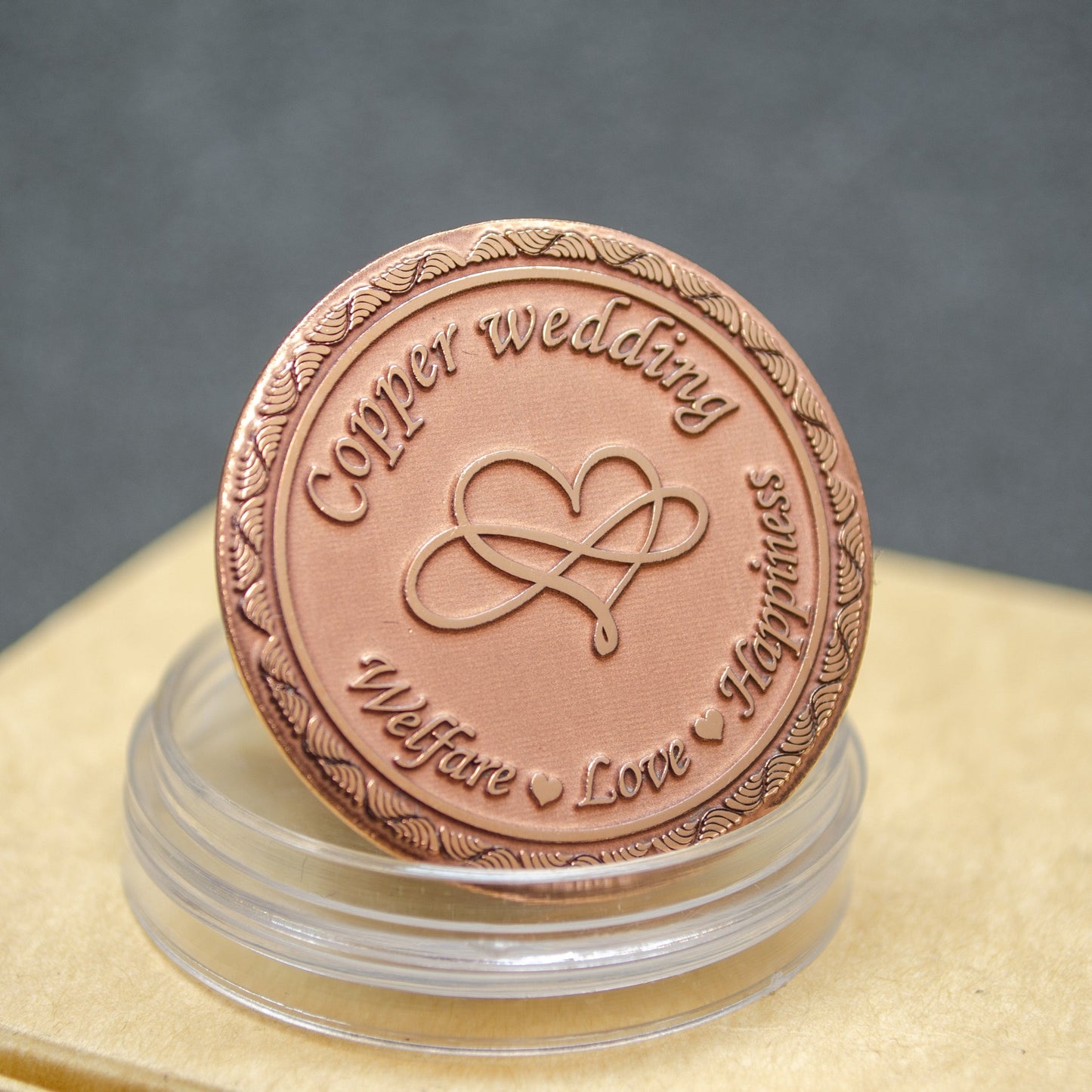 Copper Wedding 7th Anniversary Coin with Personalization – Engraved Gift Coin