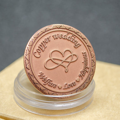 Copper Wedding 7th Anniversary Coin with Personalization – Engraved Gift Coin