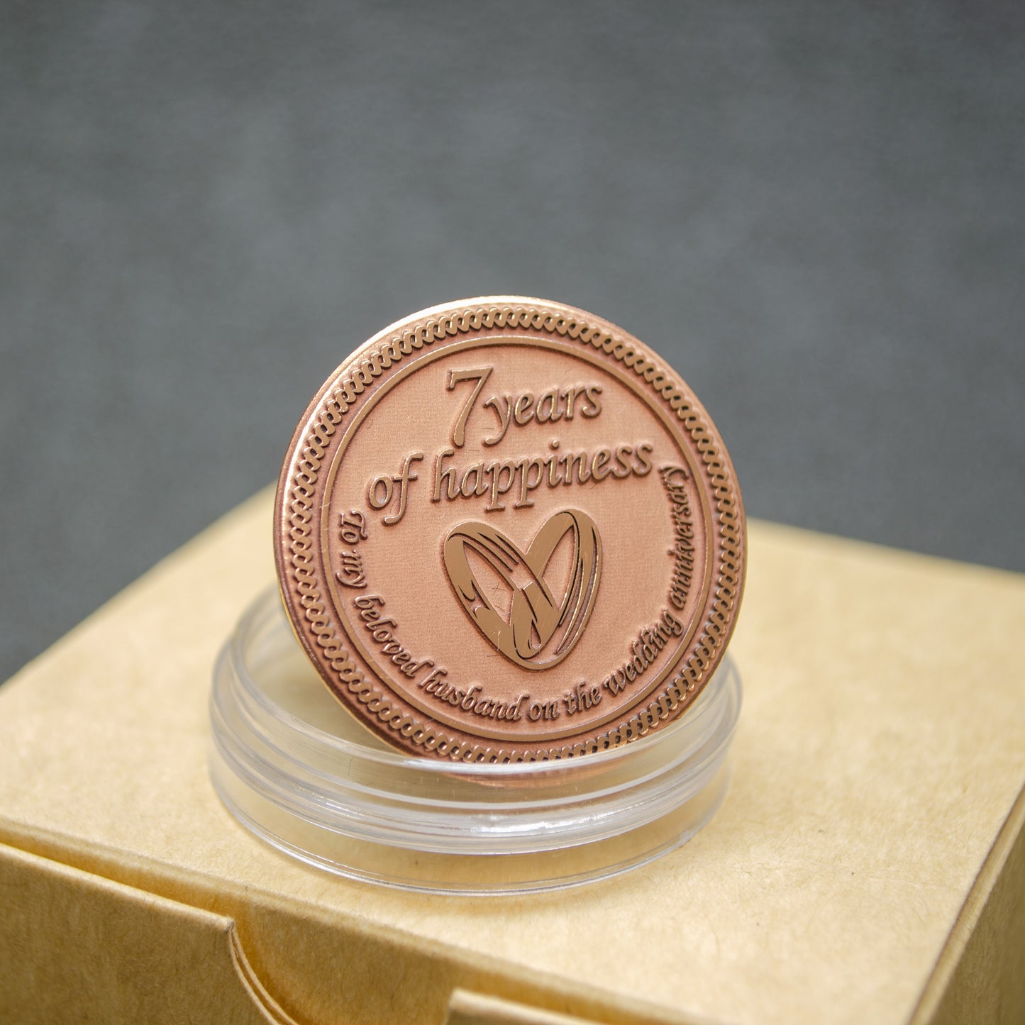 Copper Coin "7 Years of Happiness" — Anniversary Gift for Husband