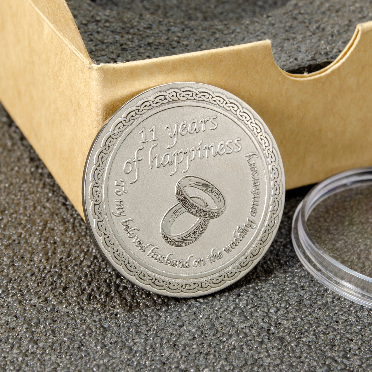 Personalized Steel Anniversary Coin for Husband — 11th Wedding Anniversary Gift