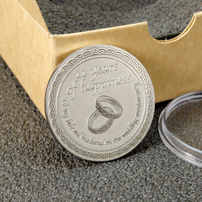 Personalized Steel Anniversary Coin for Husband — 11th Wedding Anniversary Gift