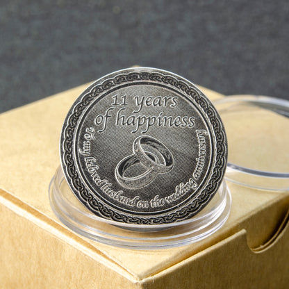 Personalized Steel Anniversary Coin for Husband — 11th Wedding Anniversary Gift