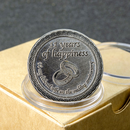 Personalized Steel Anniversary Coin for Wife — 11th Wedding Anniversary Gift