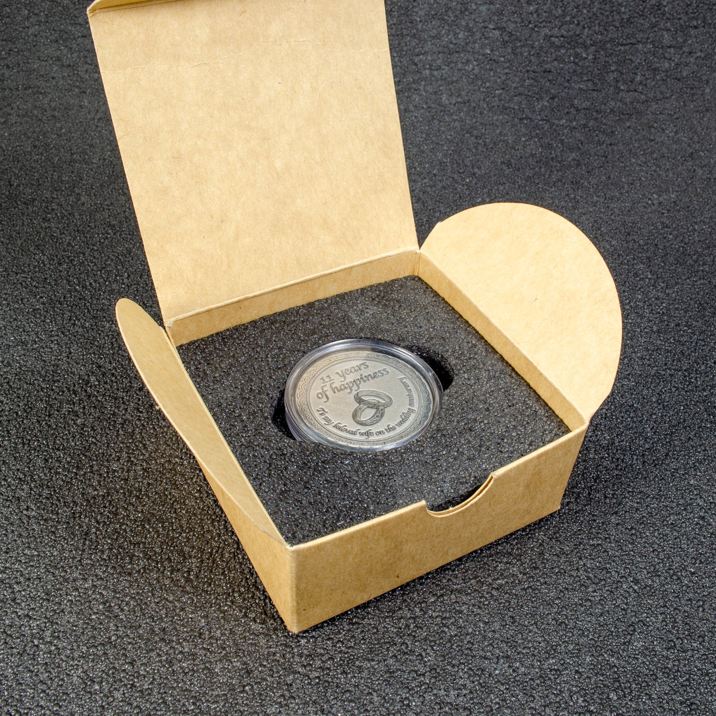 Personalized Steel Anniversary Coin for Wife — 11th Wedding Anniversary Gift
