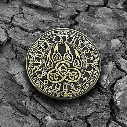 Brass Coin "Bear Paw" — Scandinavian Amulet of Strength, Courage, and Protection