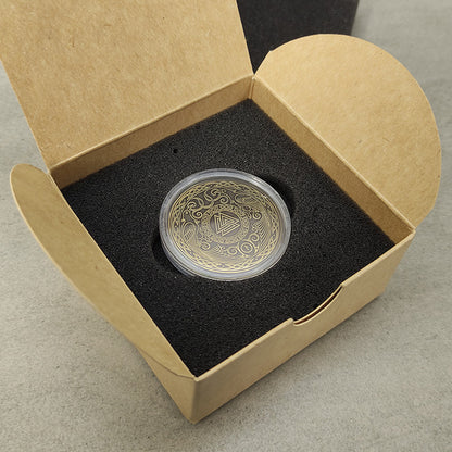 Brass Valknut Coin — Knot of the Fallen with Odin’s Ravens and Personalization