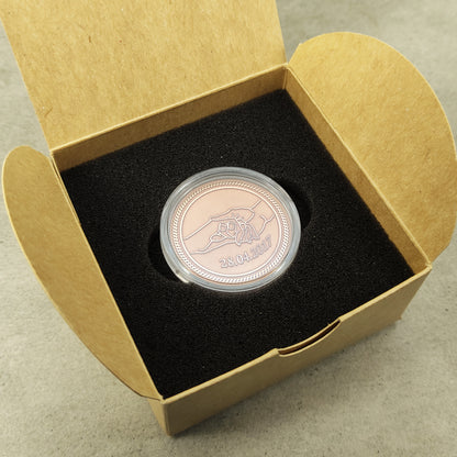 Copper Personalized Coin with Hands and Date — Meaningful Gift for Couple or Family