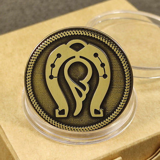 Brass Coin "Horseshoe of Prosperity & Angel Wing" with Custom Personalization