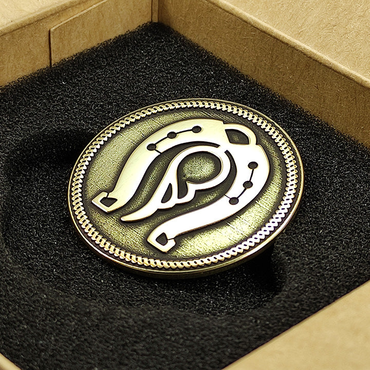 Brass Coin "Horseshoe of Prosperity & Angel Wing" with Custom Personalization