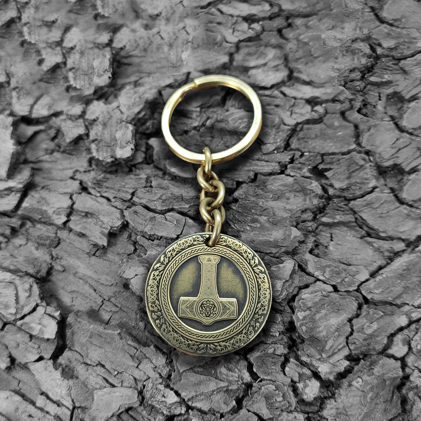 Brass Keychain Coin "Thor’s Hammer" — Personalized Engraved Talisman