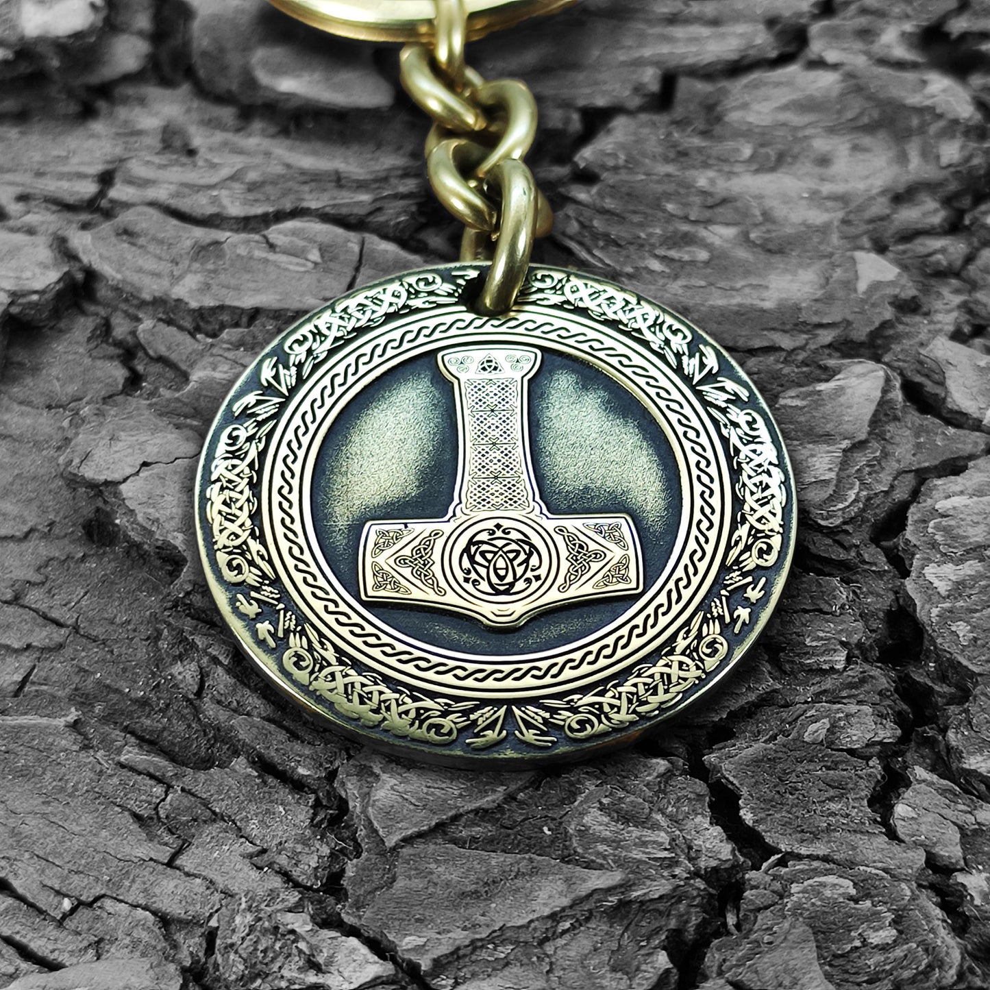 Brass Keychain Coin "Thor’s Hammer" — Personalized Engraved Talisman