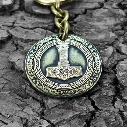 Brass Keychain Coin "Thor’s Hammer" — Personalized Engraved Talisman