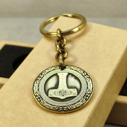 Brass Keychain Coin "Thor’s Hammer" — Personalized Engraved Talisman