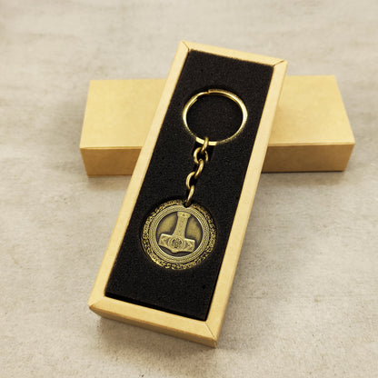 Brass Keychain Coin "Thor’s Hammer" — Personalized Engraved Talisman