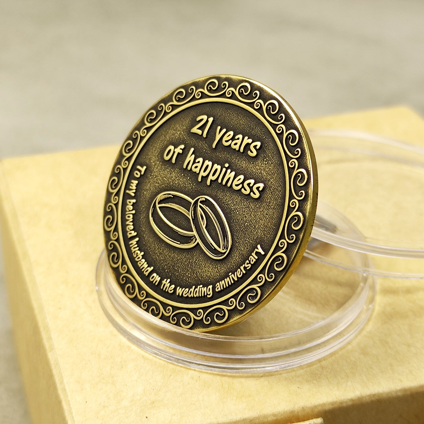 Brass Coin for 21st Wedding Anniversary - Personalized Gift for Husband