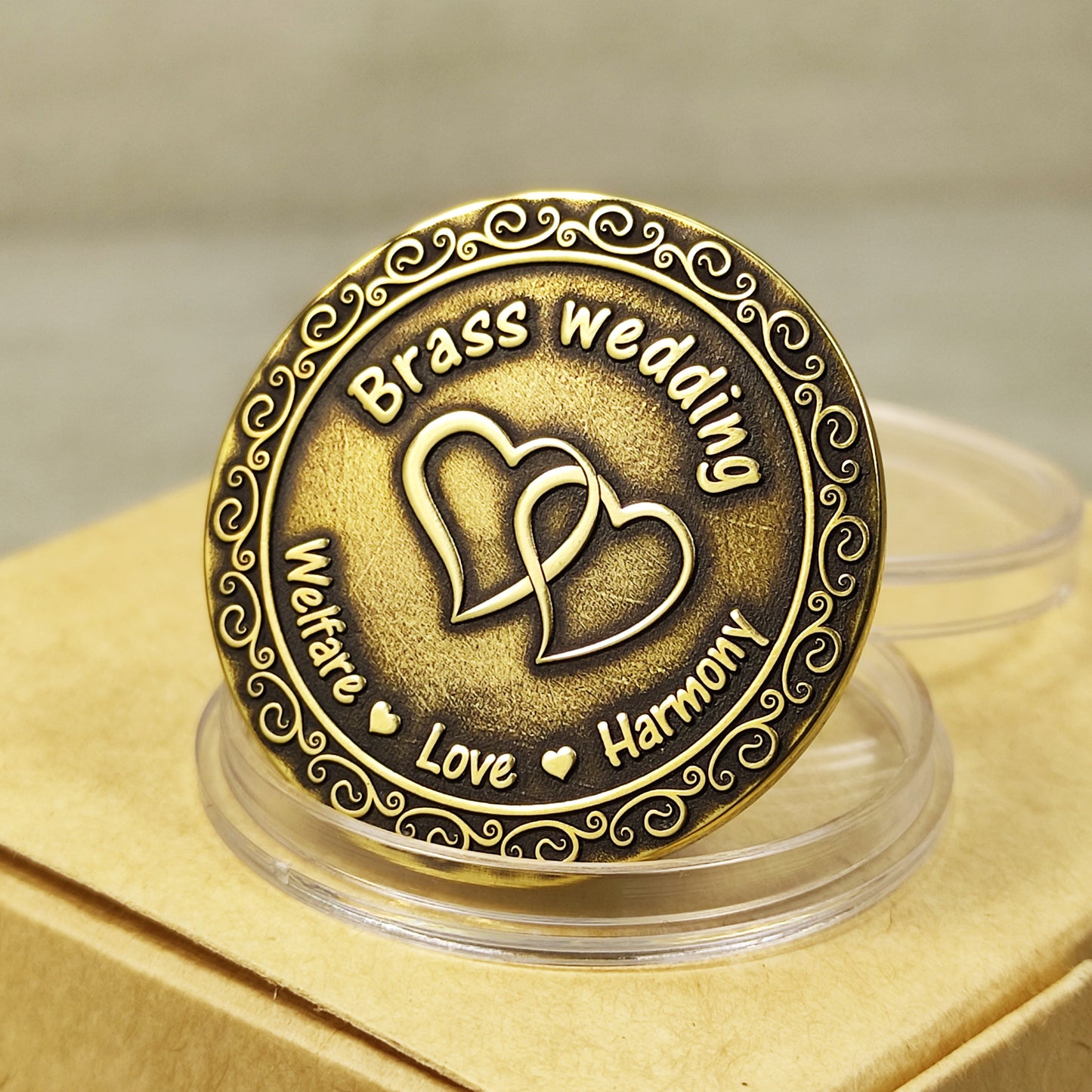 Brass Coin for 21st Wedding Anniversary – Personalized Brass Wedding Gift