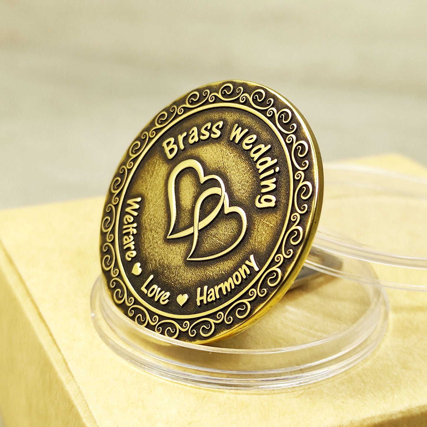 Brass Coin for 21st Wedding Anniversary – Personalized Brass Wedding Gift