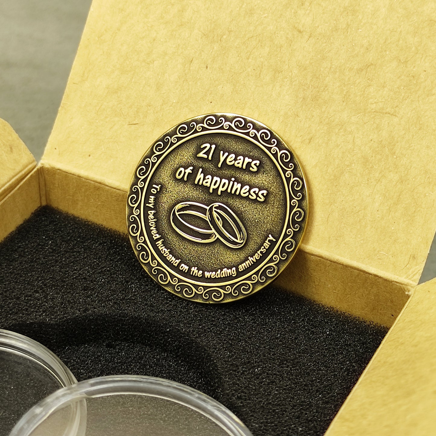 Brass Coin for 21st Wedding Anniversary - Personalized Gift for Husband