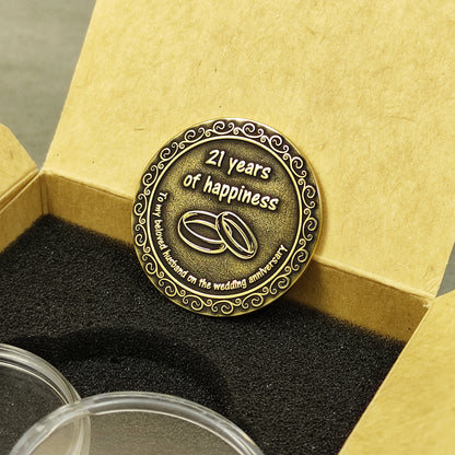Brass Coin for 21st Wedding Anniversary - Personalized Gift for Husband