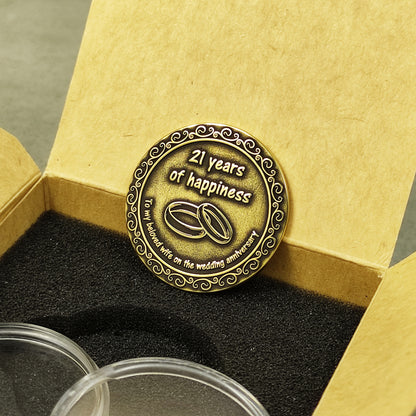 Brass Coin for 21st Wedding Anniversary – Personalized Gift for Wife on Brass Anniversary