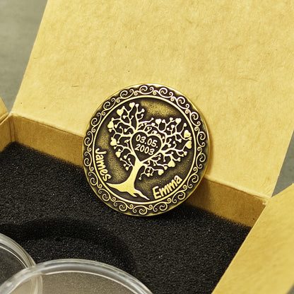 Brass Love Tree Coin – Personalized Wedding Anniversary Gift