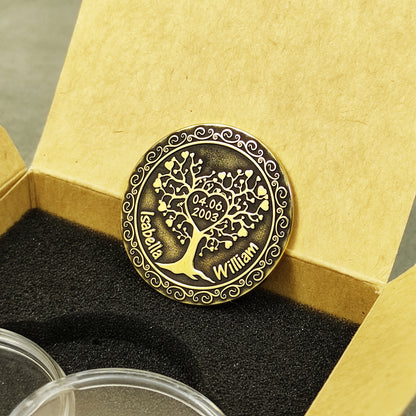 Brass Love Tree Coin – Personalized Wedding Anniversary Gift