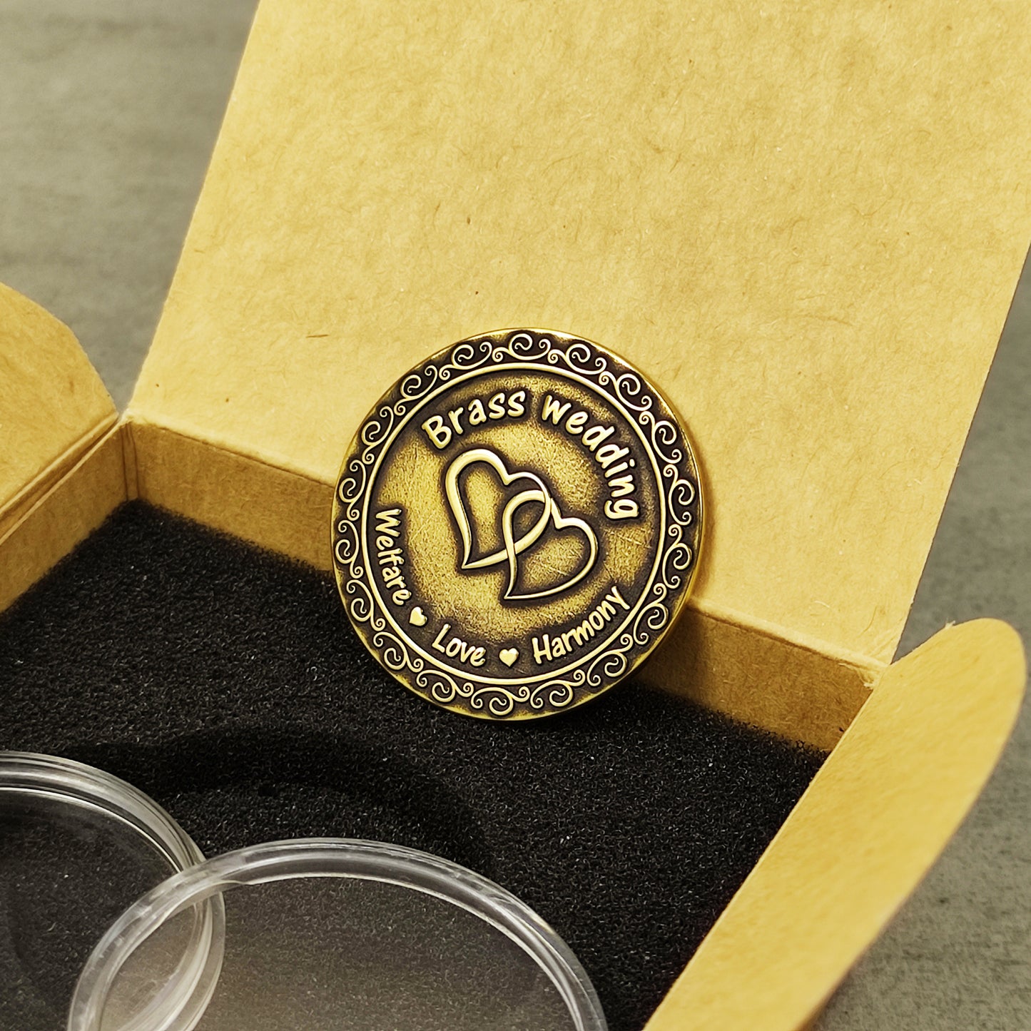 Brass Coin for 21st Wedding Anniversary – Personalized Brass Wedding Gift