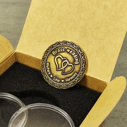 Brass Coin for 21st Wedding Anniversary – Personalized Brass Wedding Gift