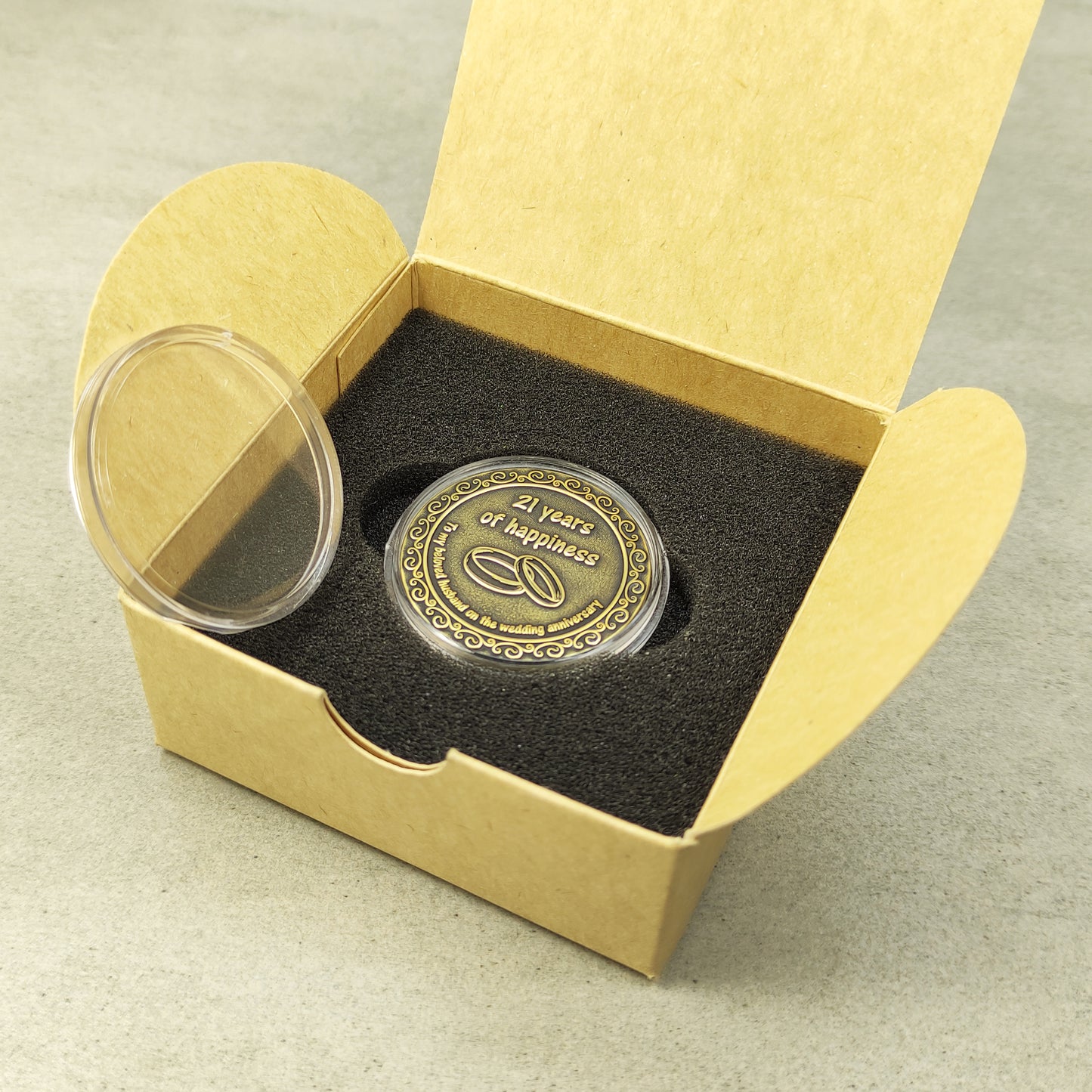 Brass Coin for 21st Wedding Anniversary - Personalized Gift for Husband