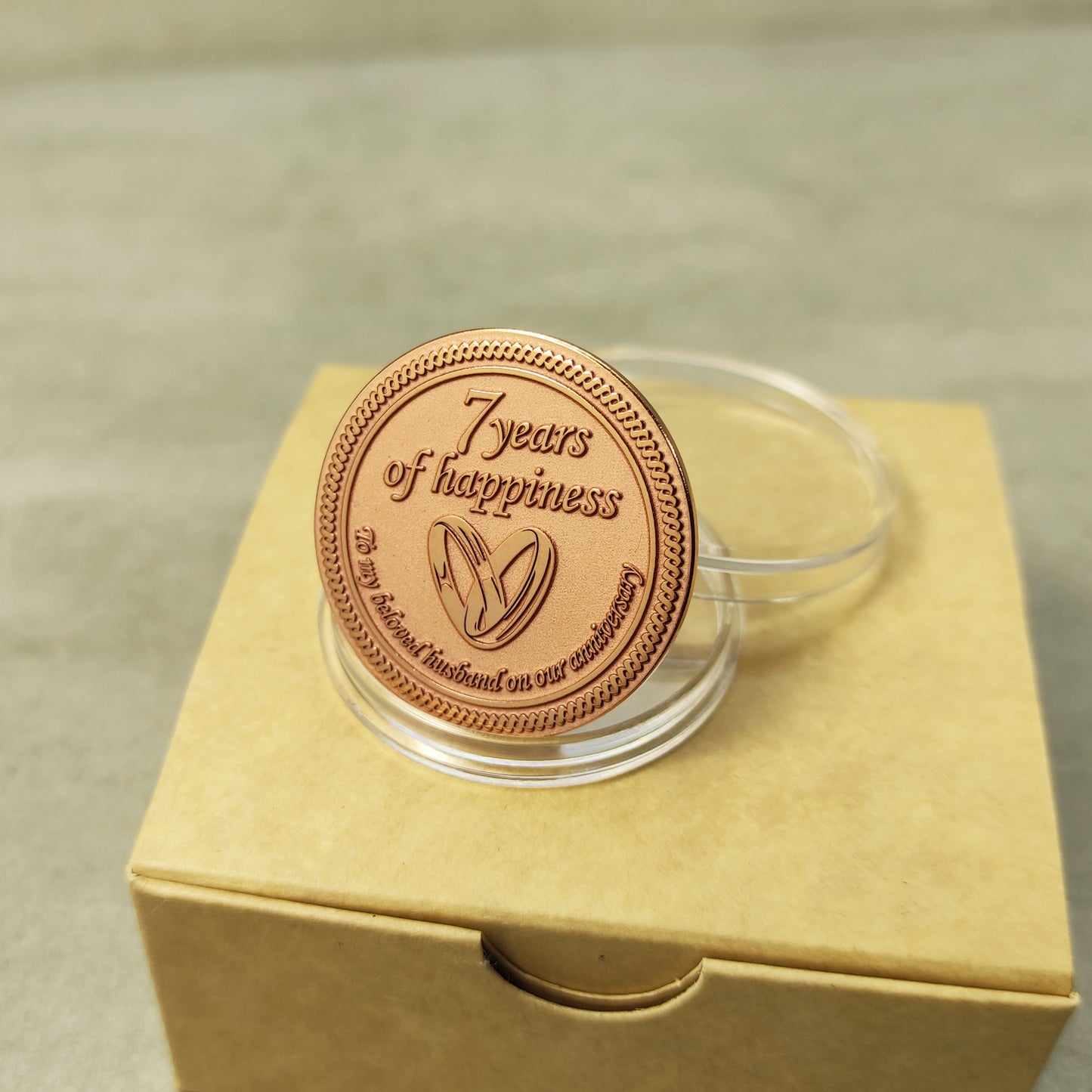 Copper Coin "7 Years of Happiness" — Anniversary Gift for Husband