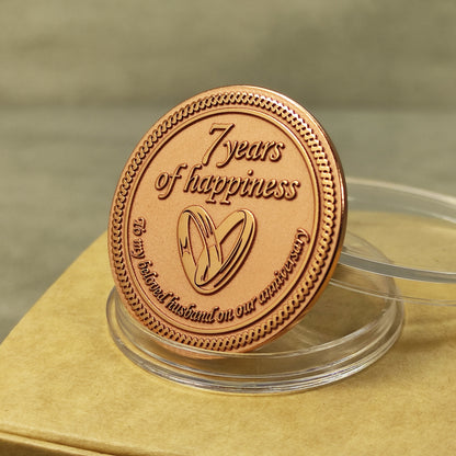 Copper Coin "7 Years of Happiness" — Anniversary Gift for Husband