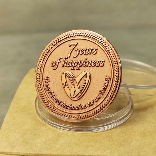Copper Coin "7 Years of Happiness" — Anniversary Gift for Husband