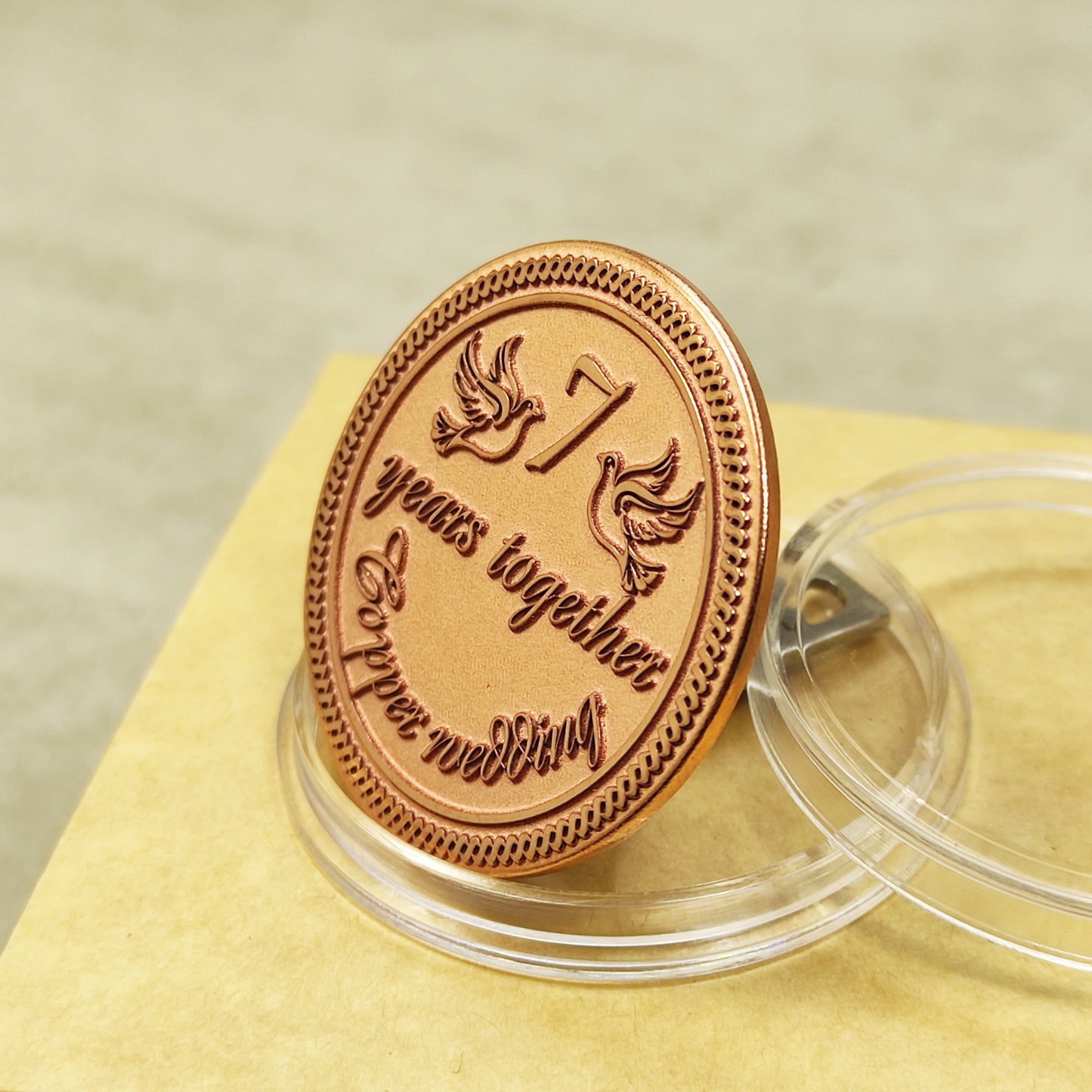 Copper Anniversary Coin "7 Years Together" – Personalized Wedding Gift