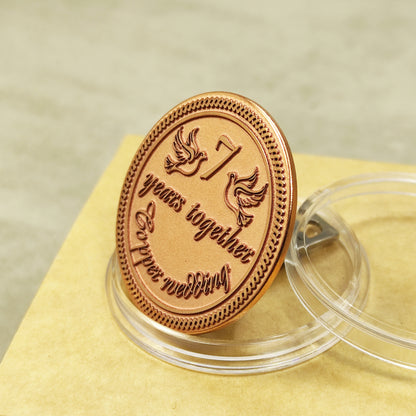 Copper Anniversary Coin "7 Years Together" – Personalized Wedding Gift