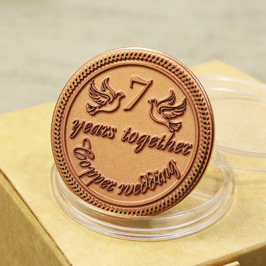 Copper Anniversary Coin "7 Years Together" – Personalized Wedding Gift