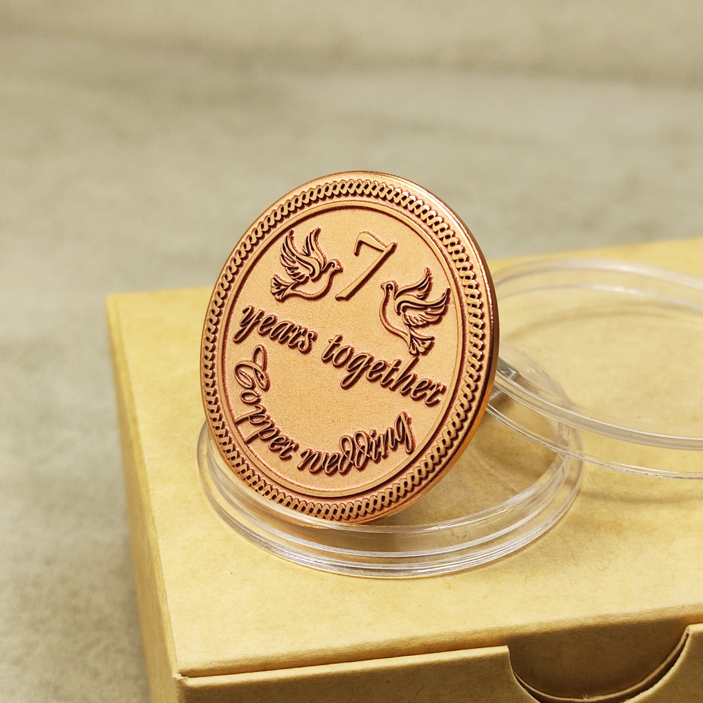 Copper Anniversary Coin "7 Years Together" – Personalized Wedding Gift