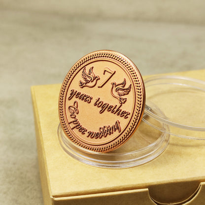 Copper Anniversary Coin "7 Years Together" – Personalized Wedding Gift