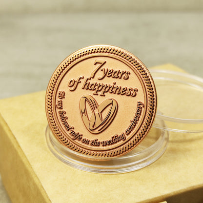 Copper Anniversary Coin for Wife - Personalized 7th Wedding Anniversary Gift