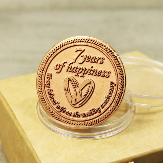 Copper Anniversary Coin for Wife - Personalized 7th Wedding Anniversary Gift