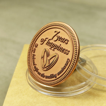 Copper Anniversary Coin for Wife - Personalized 7th Wedding Anniversary Gift