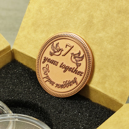 Copper Anniversary Coin "7 Years Together" – Personalized Wedding Gift