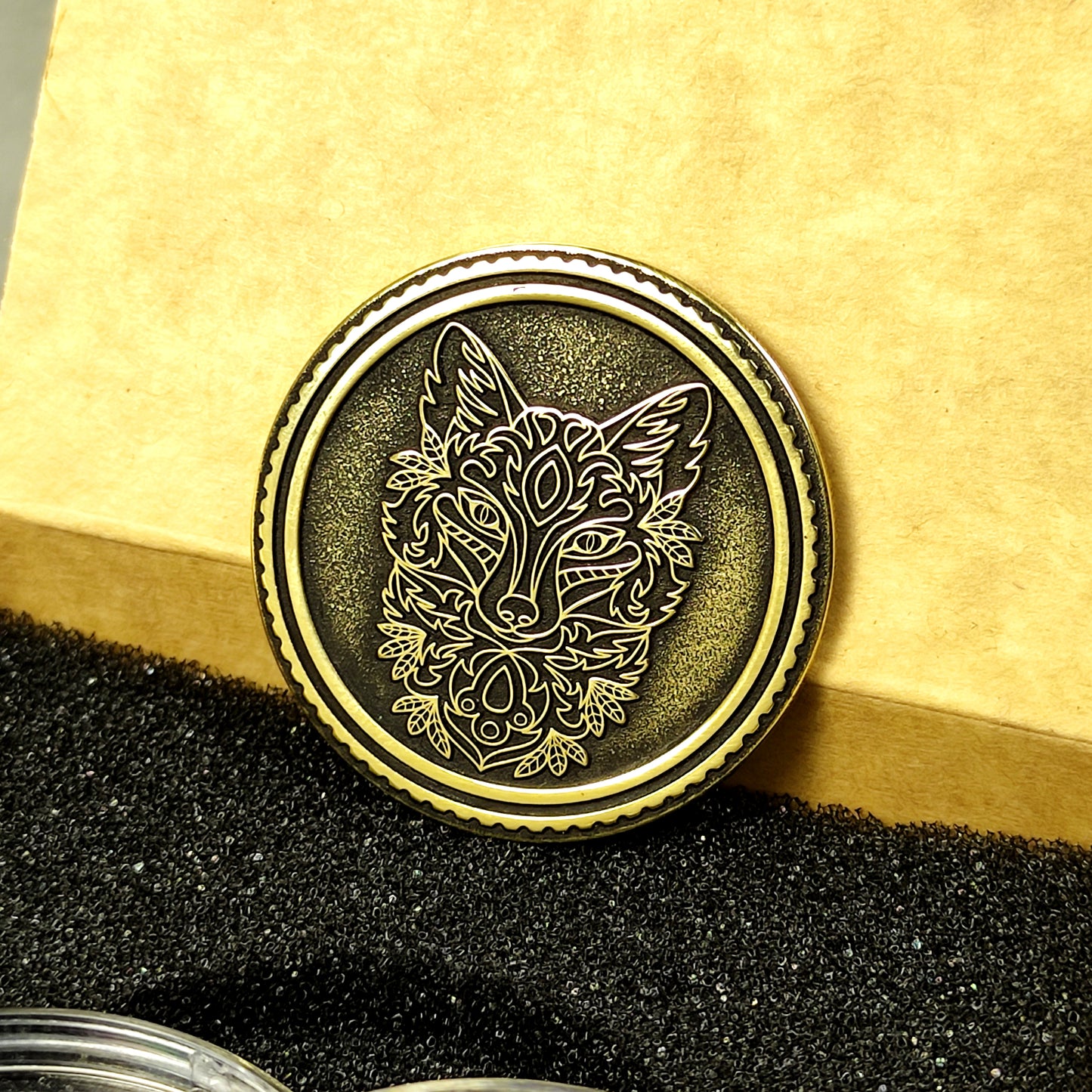Brass Coin "Magic Fox" with Custom Engraving