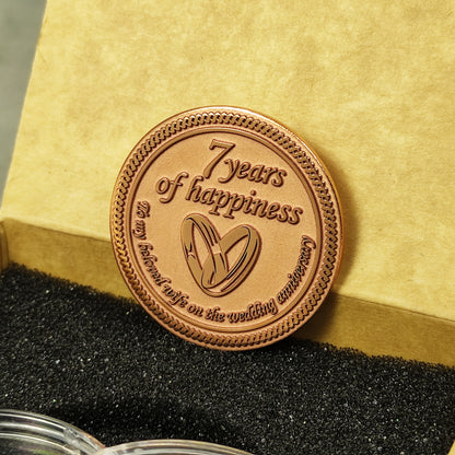 Copper Anniversary Coin for Wife - Personalized 7th Wedding Anniversary Gift